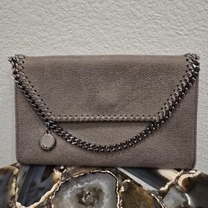 Stella McCartney Chain-Embellished Gray Crossbody Bag